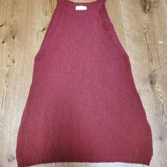 Maeve Maroon Sleeveless Knitted Sweater Tank Top - Picture 13 of 14